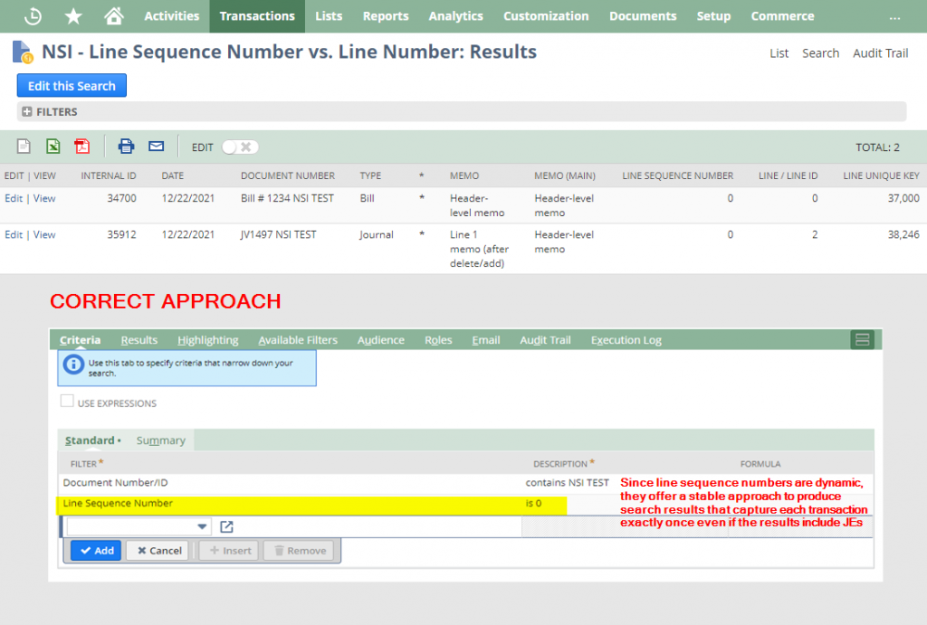 Line Sequence Number vs. Line Number - Correct Approach Illustrated